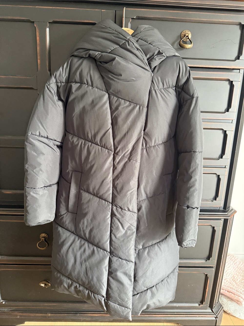 Noisy May Gray Quilted Hooded Puffer Coat